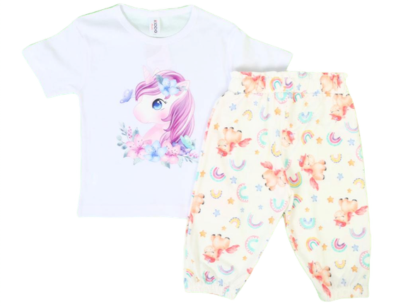 تیشرت و شلوار برمودا مدل راحتی طرح اسب تک شاخ کیدومکس kido max