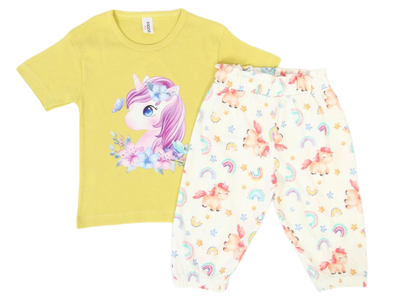 تیشرت و شلوار برمودا مدل راحتی طرح اسب تک شاخ کیدومکس kido max