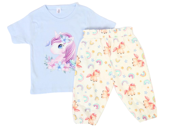 تیشرت و شلوار برمودا مدل راحتی طرح اسب تک شاخ کیدومکس kido max