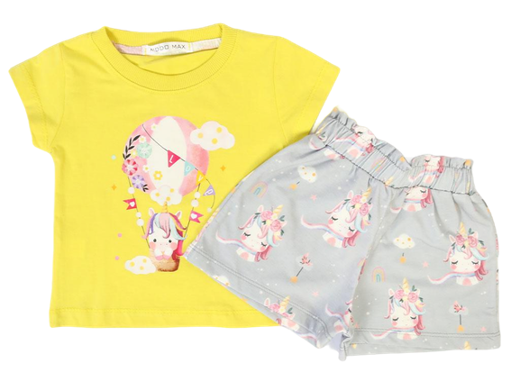 تیشرت و شلوارک راحتی دخترانه طرح اسب تک شاخ کیدومکس kido max