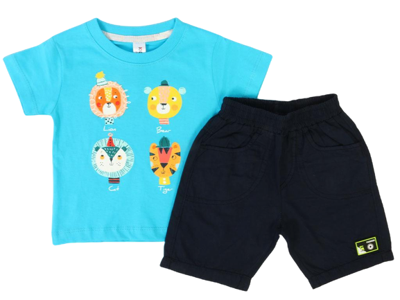 ست تیشرت و شلوارک کتان کمرکش پسرانه کیدومکس kido max