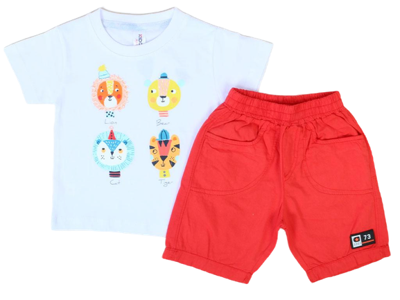 ست تیشرت و شلوارک کتان کمرکش پسرانه کیدومکس kido max