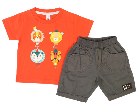 ست تیشرت و شلوارک کتان کمرکش پسرانه کیدومکس kido max