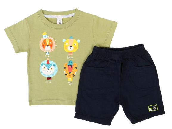 ست تیشرت و شلوارک کتان کمرکش پسرانه کیدومکس kido max