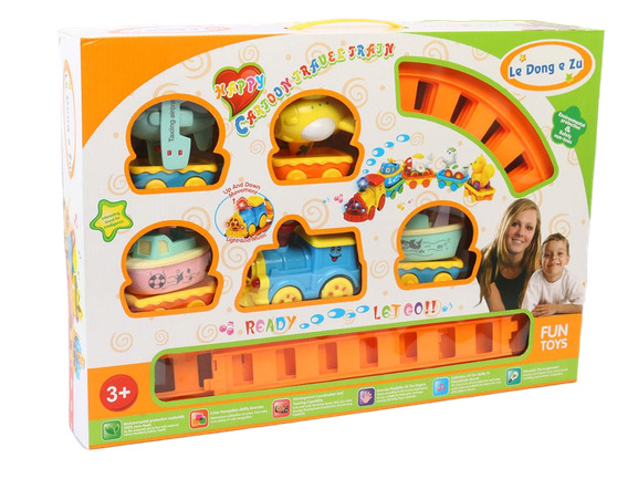 قطار ریلی موزیکال و چراغدار اسباب بازی طرح باربری