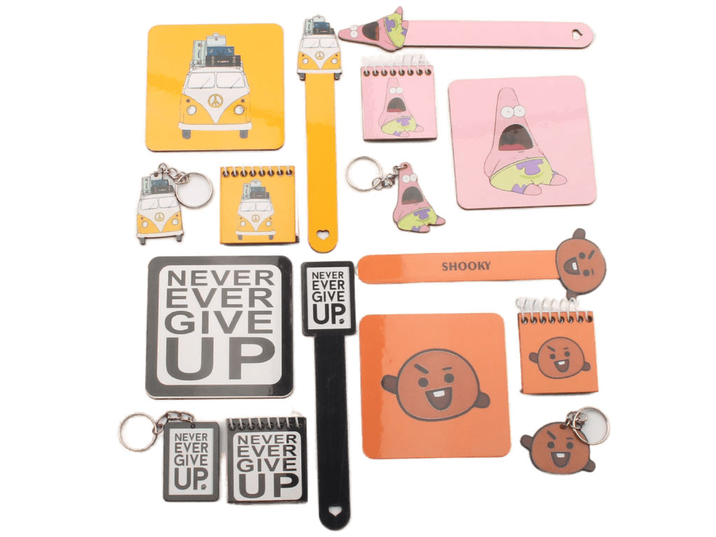 ست دفترچه، بوک مارک، زیر لیوانی و جاسوئیچی (تنوع طرح)