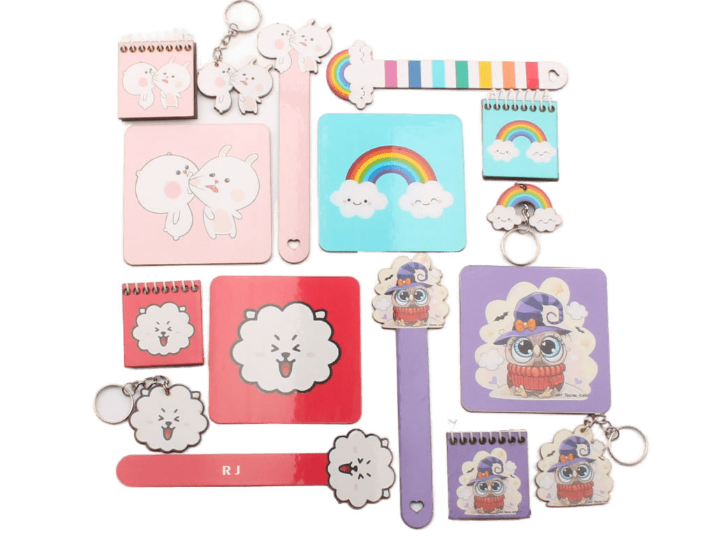 ست دفترچه، بوک مارک، زیر لیوانی و جاسوئیچی(تنوع طرح)