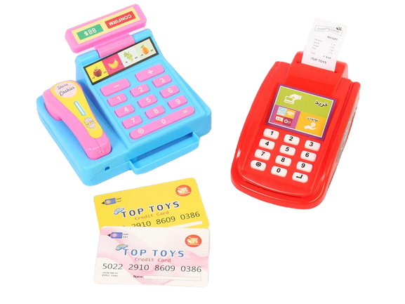 ست دستگاه کارت خوان و صندوق فروشگاهی اسباب بازی مدل کیفی تاپ تویز top toys