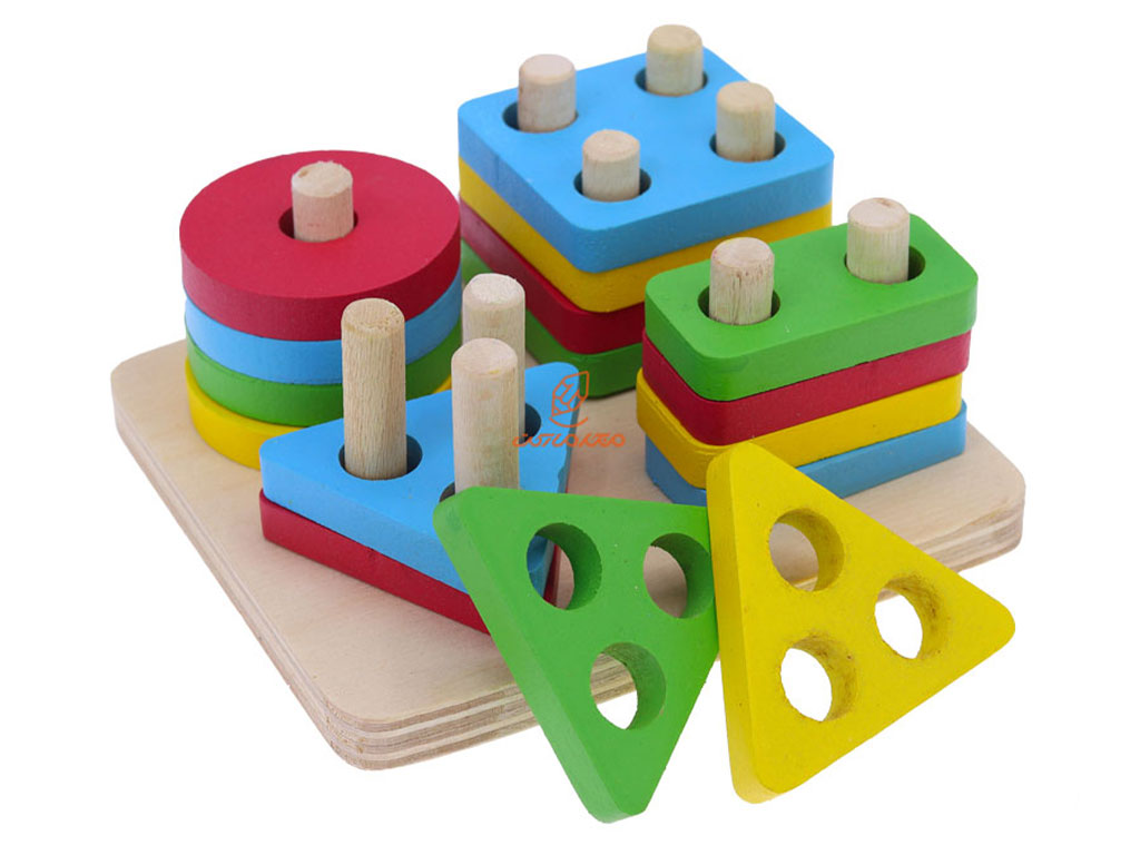 مونته سوری مربعی چوبی طرح اشکال هندسی