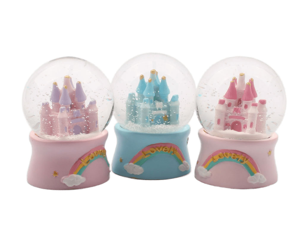 گوی شیشه ای چراغ دار طرح قلعه (سایز متوسط)