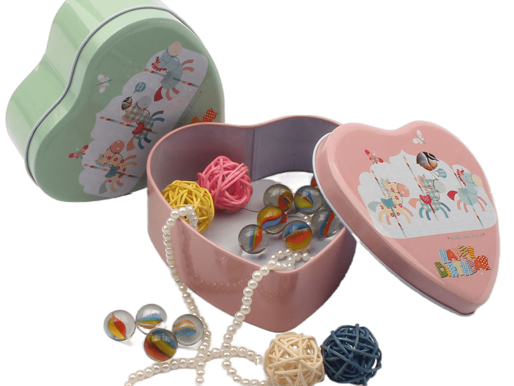 جعبه فلزی قلبی طرح دار