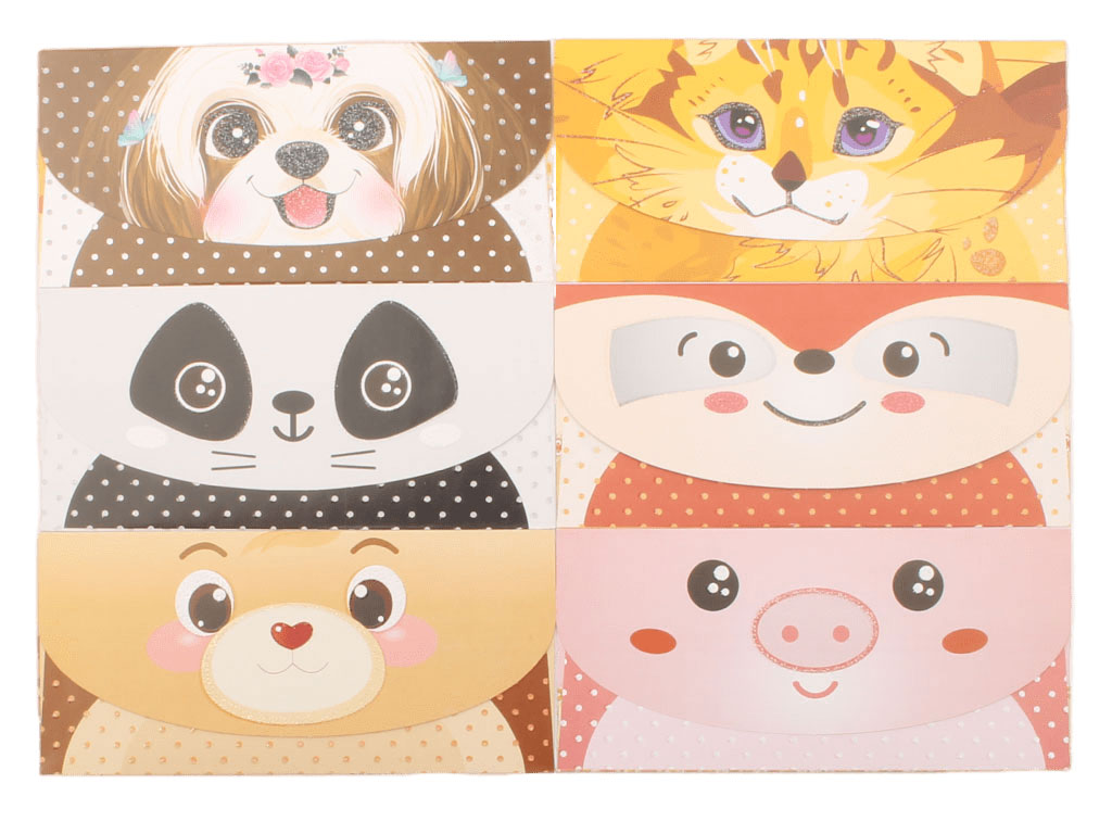 پاکت پول طرح حیوانات (6 عددی) سری 3