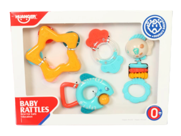 ست جغجغه و دندانگیر نوزادی 4 عددی هانگر huanger