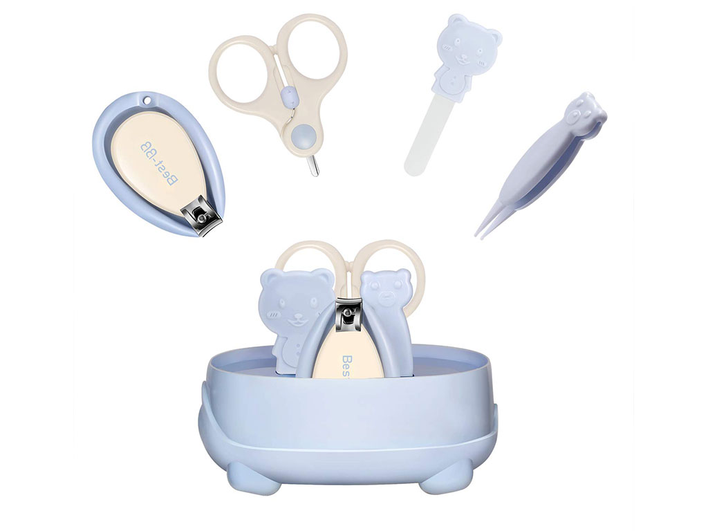 ست ناخن گیر نوزادی 4 قطعه خرسی مدل کاپدار بست بی بی best-BB