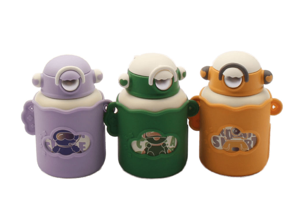 قمقمه استیل نی دار کودک طرح فضانورد 550 میلی لیتر