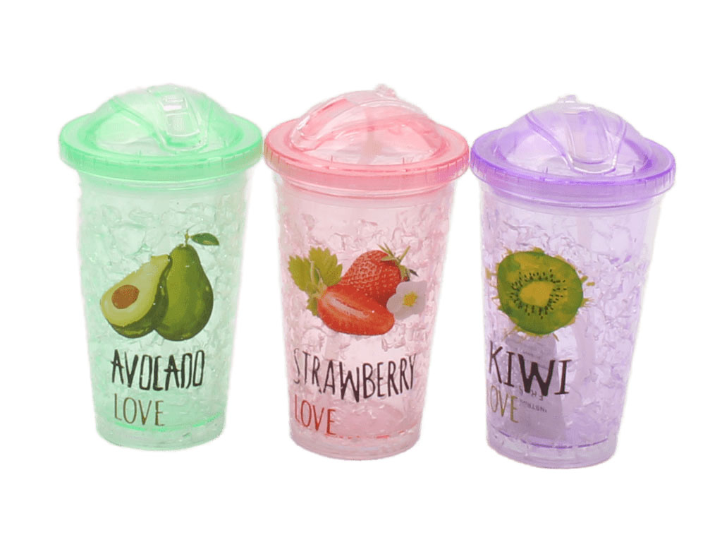 لیوان اسموتی نی دار (طرح میوه)