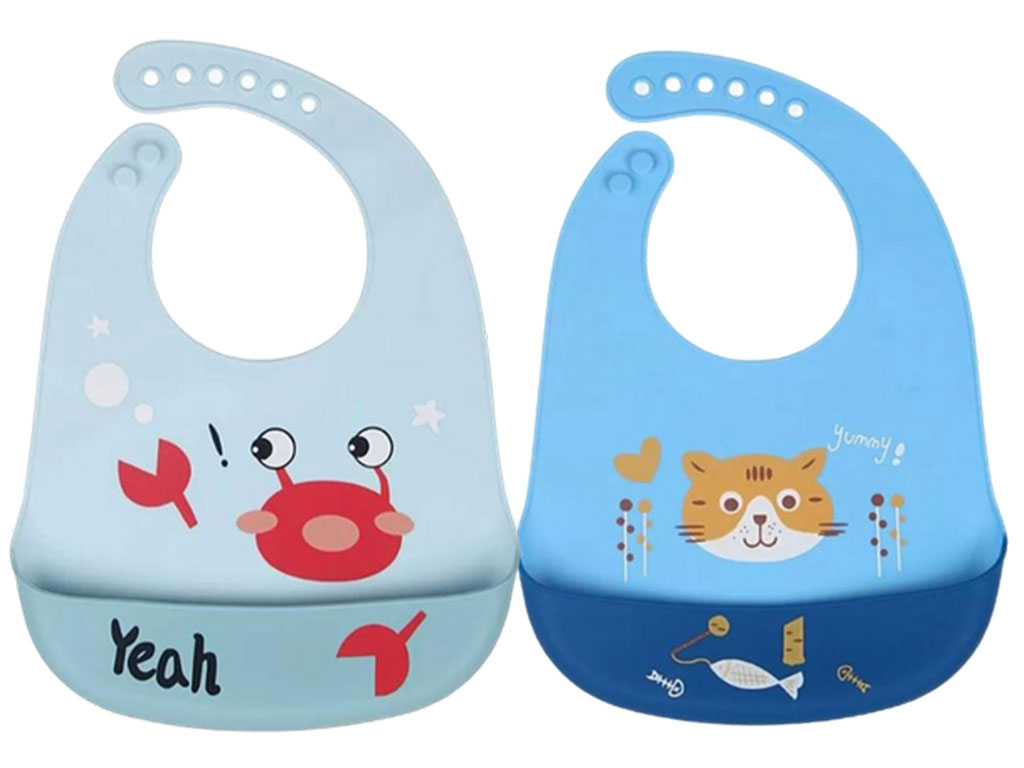 پیشبند کاسه ای سیلیکونی نوزادی پسرانه طرح حیوانات