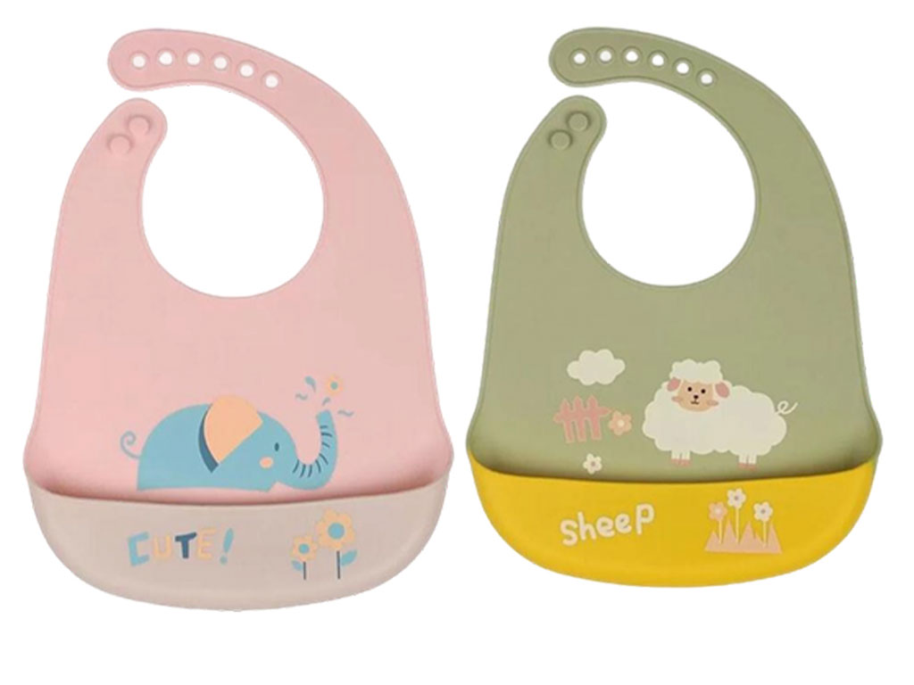 پیشبند کاسه ای سیلیکونی نوزادی دخترانه طرح حیوانات