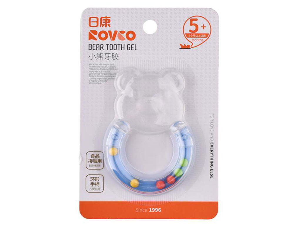 خرید اینترنتی دندان گیر جغجغه ای سیلیکونی طرح خرس رووکو Rovco