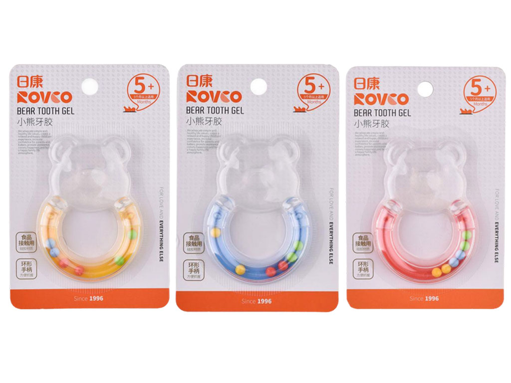 دندان گیر جغجغه ای سیلیکونی طرح خرس رووکو Rovco
