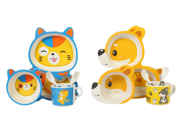 ست ظروف غذا خوری نوزاد و کودک 5 تکه بامبو