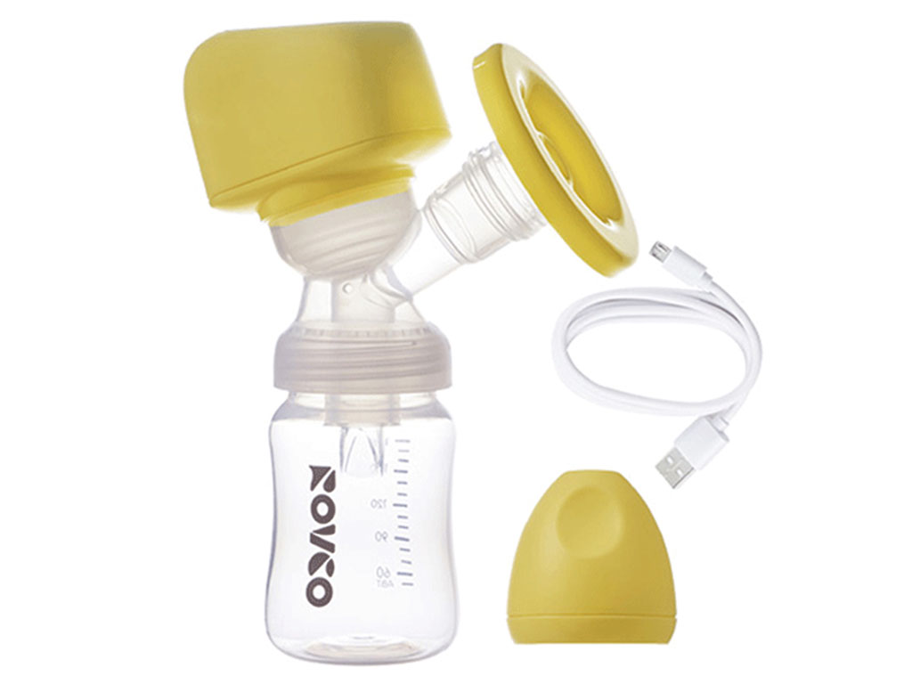 شیردوش برقی دارای صفحه نمایش همراه با شیشه شیر 180 میلی لیتری رووکو rovco