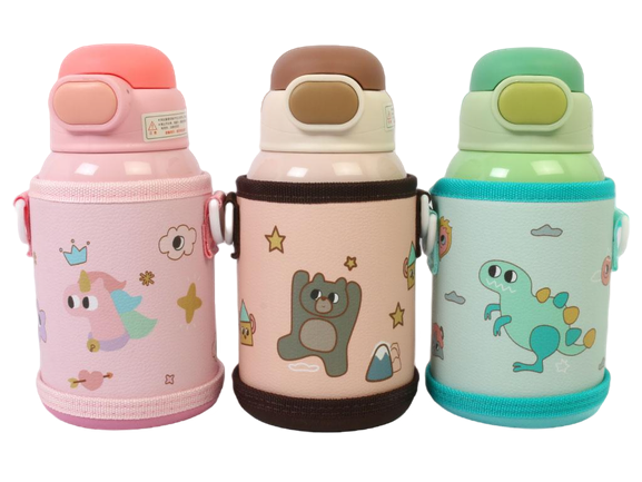 فلاسک دو کاره با سری قمقمه نی دار دکمه ای 500 میلی لیتر نوزاد و کودک همراه با کیف