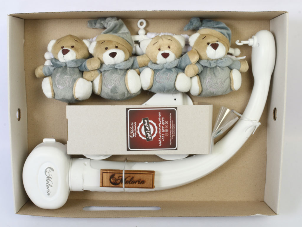 خرید اینترنتی آویز تخت موزیکال نوزادی با عروسک های طرح خرس ملورین melorin