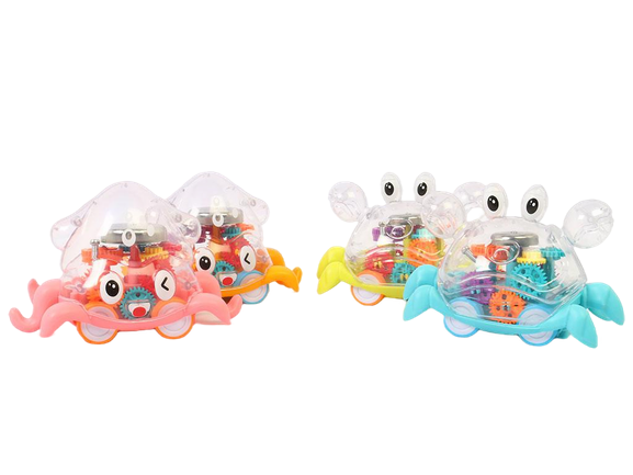 ماشین چرخ دنده ای قدرتی و چراغدار طرح خرچنگ اسباب بازی دارای صدای زنگ