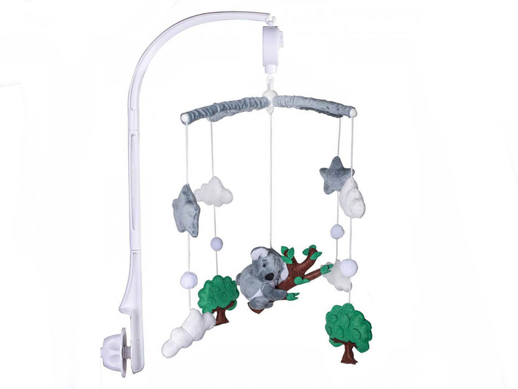 آویز تخت موزیکال نوزادی با آویزهای پولیشی و نمدی لوییس کیدز luis kids