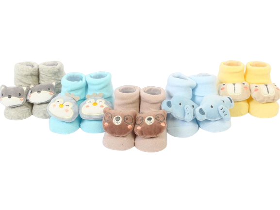 جوراب نوزادی عروسکی مدل جغجغه ای