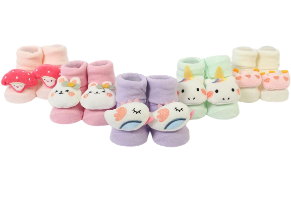 جوراب نوزادی عروسکی مدل جغجغه ای