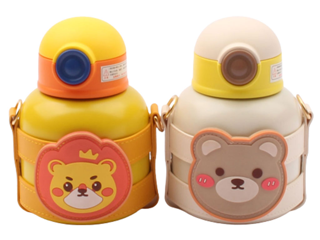 قمقمه استیل نی دار 500 میلی لیتر طرح حیوانات کودک