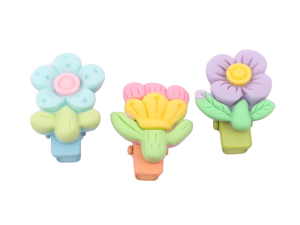 گل سر انبری نوزادی طرح گل (3 عددی)