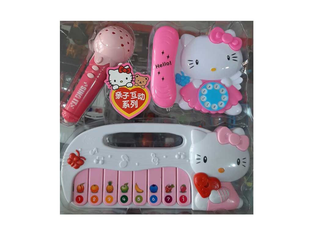 ست تلفن، میکروفون و پیانو موزیکال اسباب بازی طرح هلوکیتی
