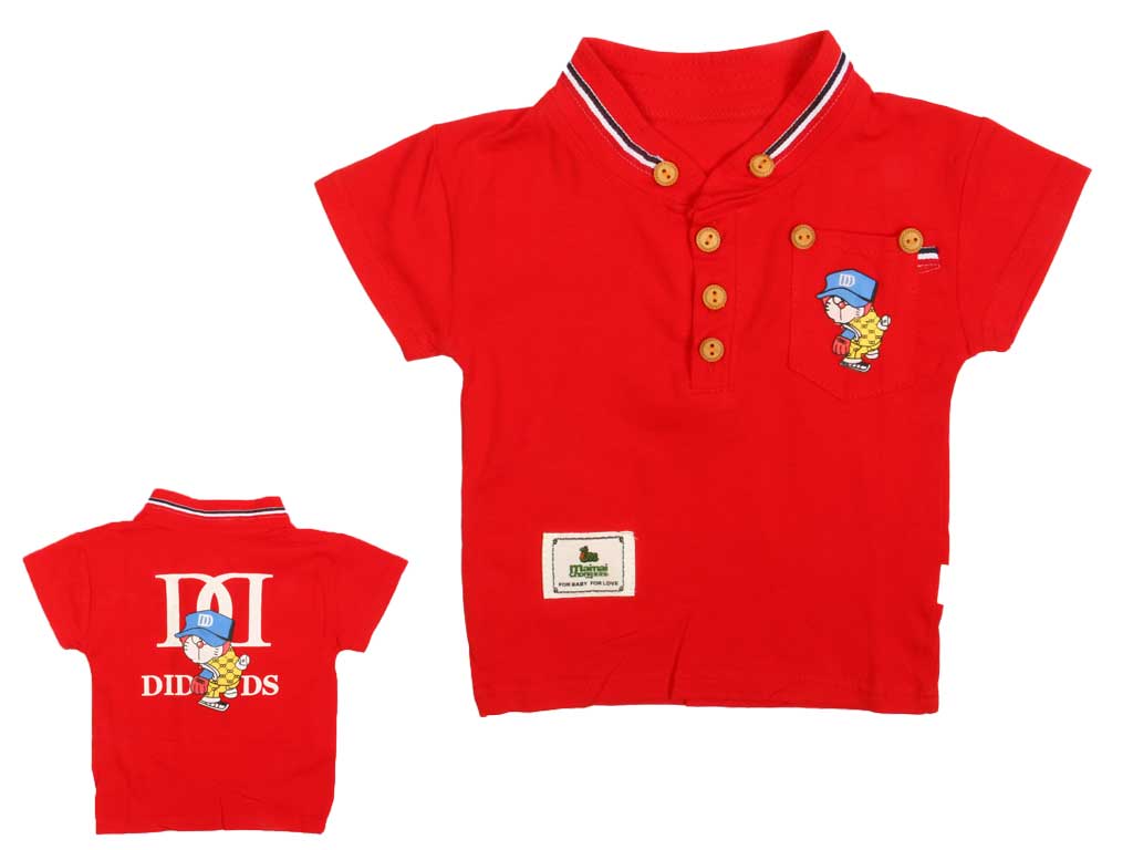 تیشرت پسرانه سه دکمه یقه دیپلمات پشت طرحدار