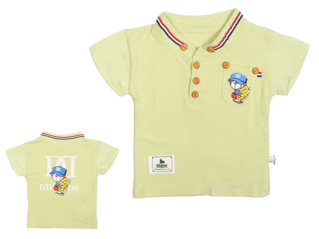 تیشرت پسرانه سه دکمه یقه دیپلمات پشت طرحدار