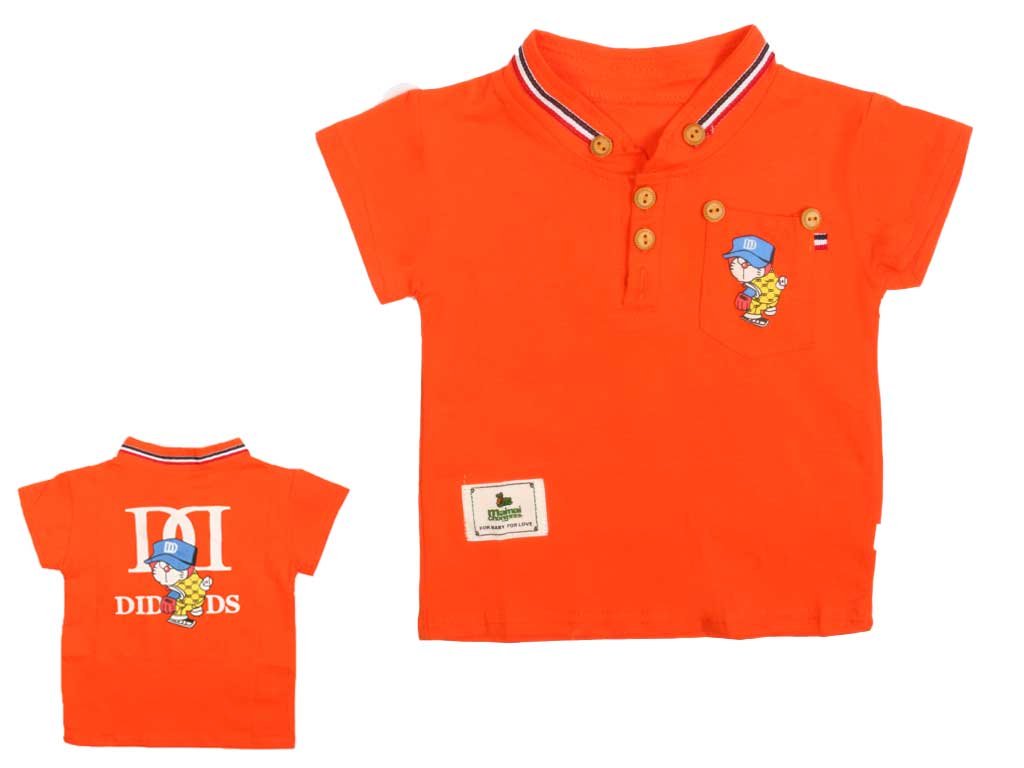 تیشرت پسرانه سه دکمه یقه دیپلمات پشت طرحدار