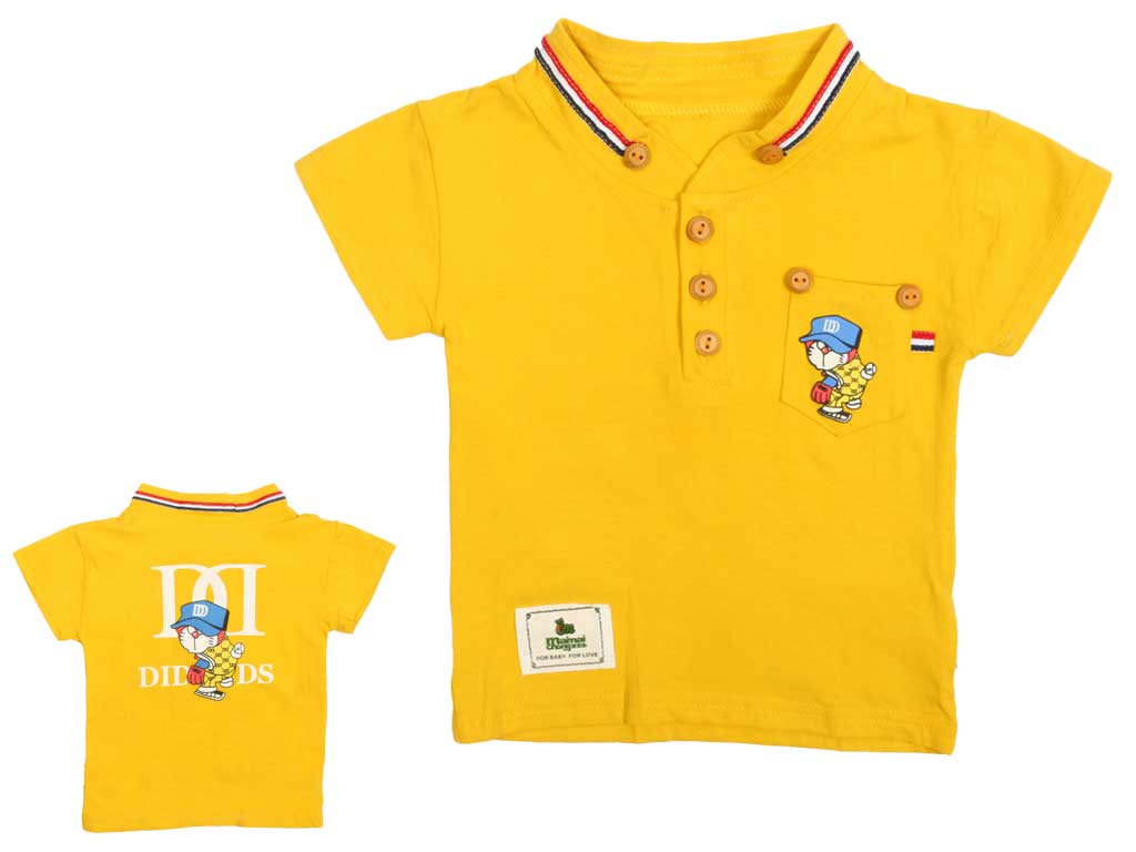 تیشرت پسرانه سه دکمه یقه دیپلمات پشت طرحدار