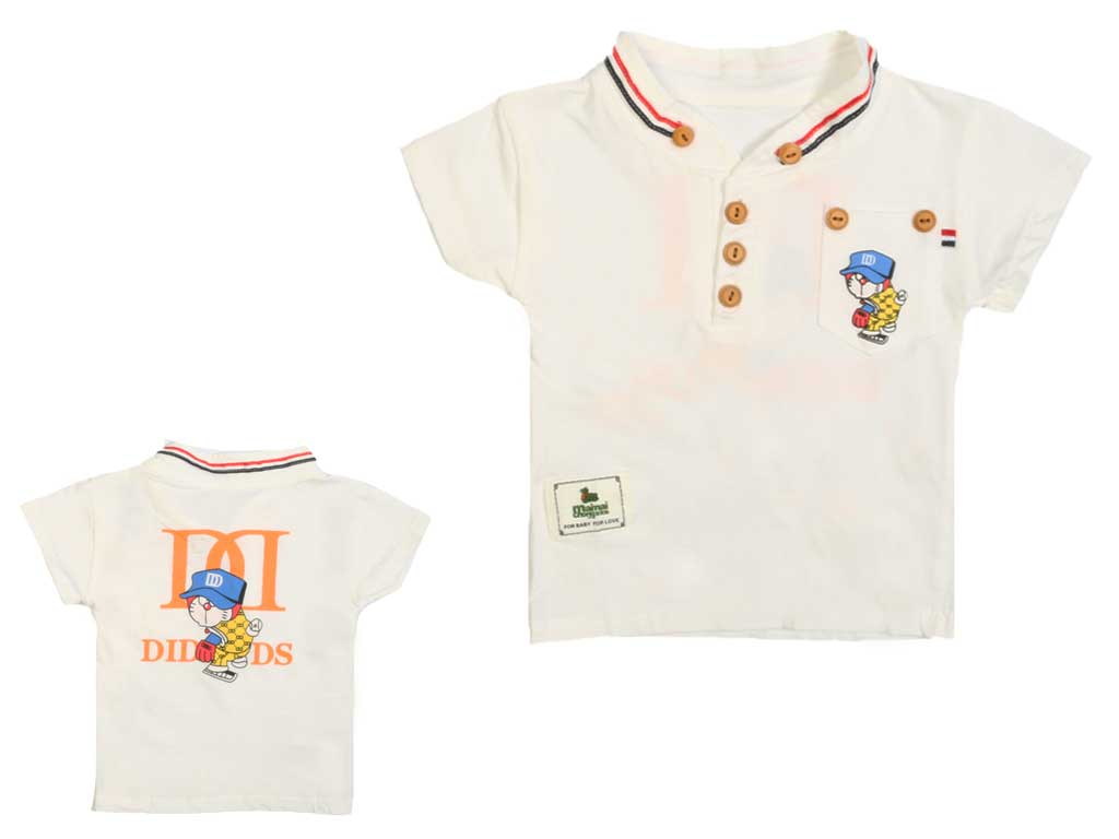 تیشرت پسرانه سه دکمه یقه دیپلمات پشت طرحدار 