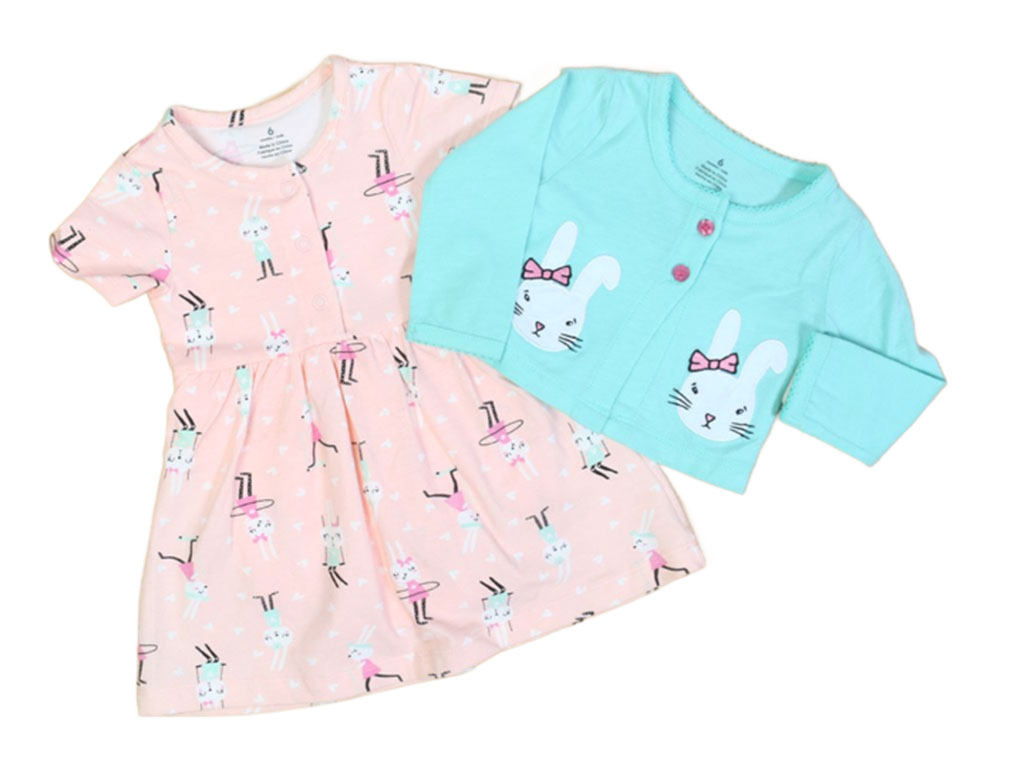 پیراهن بادی و کت نوزادی دخترانه طرح خرگوش کارترز carters