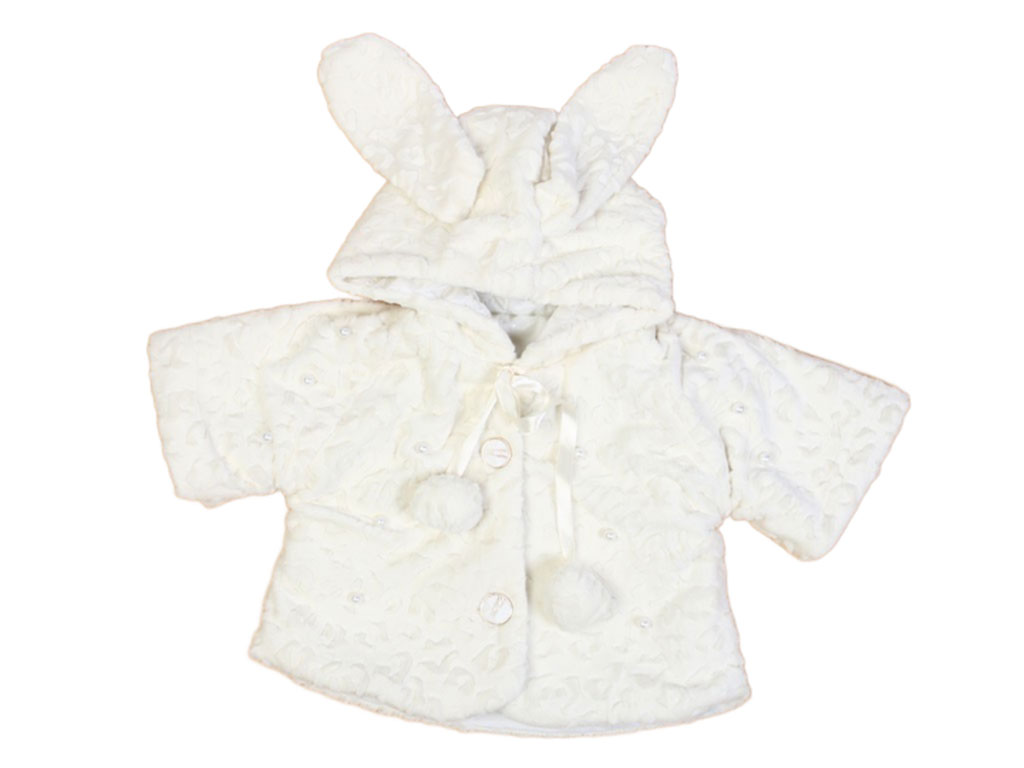 شنل کلاه دار شیری رنگ نوزادی