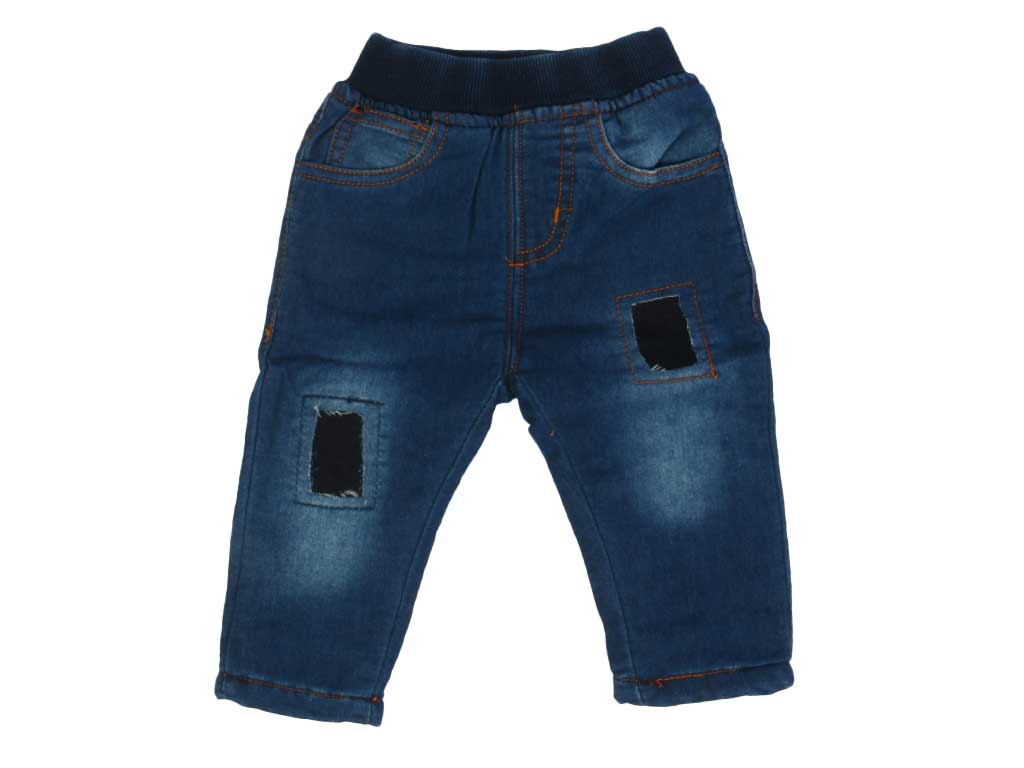 شلوار جین توکرکی پسرانه کمرکش دارای تکه دوزی بیبی پپ BABY PEP