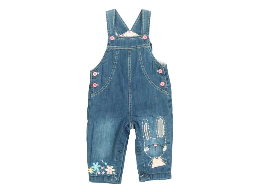 شلوار پیشبندی جین دخترانه لاینردار بیبی پپ BABY PEP
