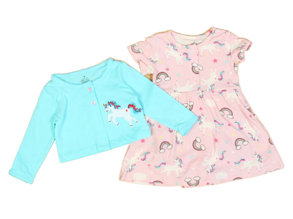 پیراهن بادی و کت نوزادی دخترانه طرح اسب تک شاخ کارترز carters