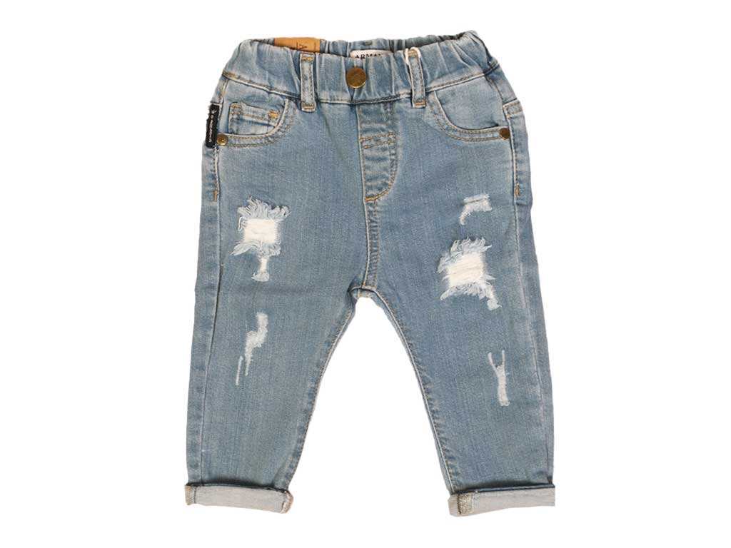 شلوار جین بچه گانه کمرکش زاپدار آرمانی ARMANI