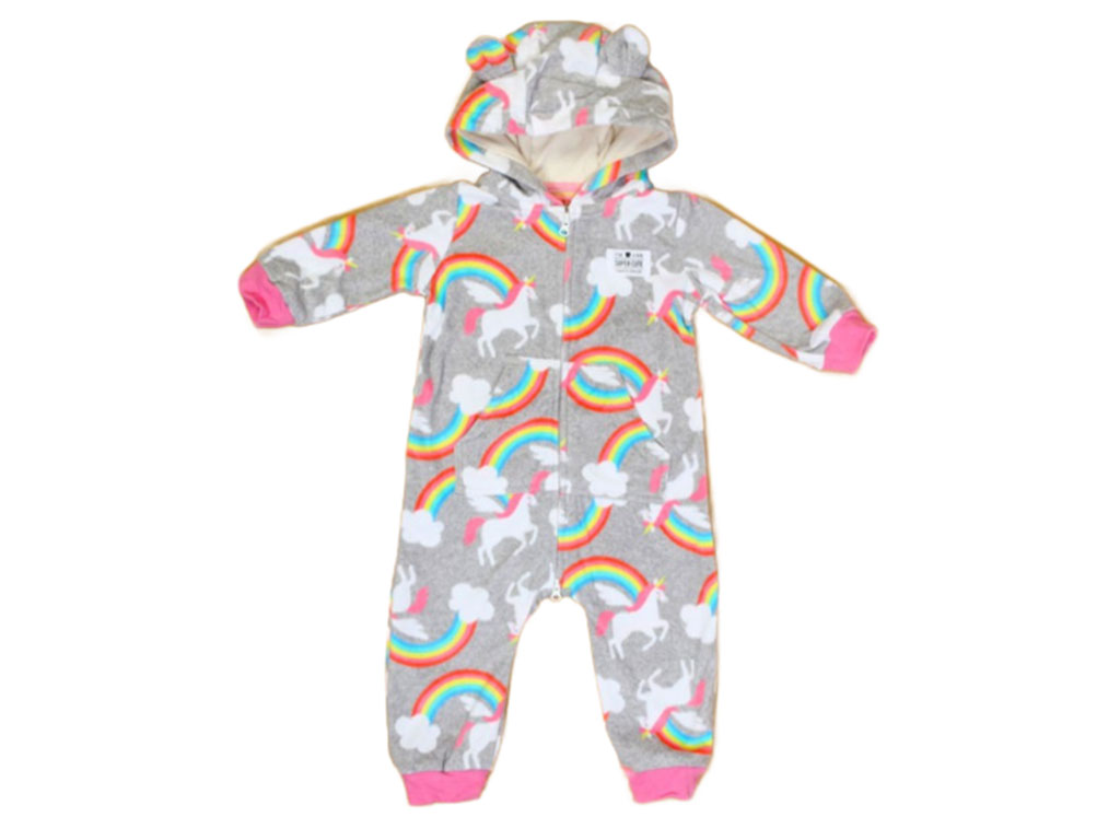 سرهمی کرکی کلاهدار نوزادی دخترانه طرح اسب تک شاخ کارترز carters