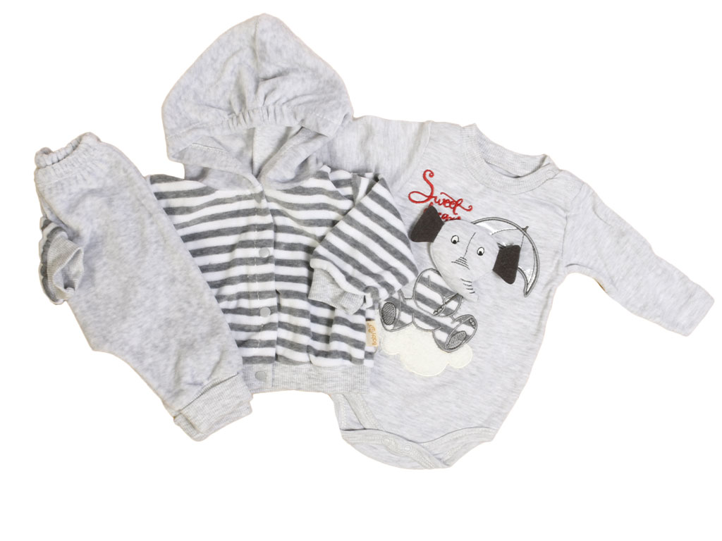 ست سه تکه نوزادی مخمل طرح فیل برجسته بیبیم BABYIM