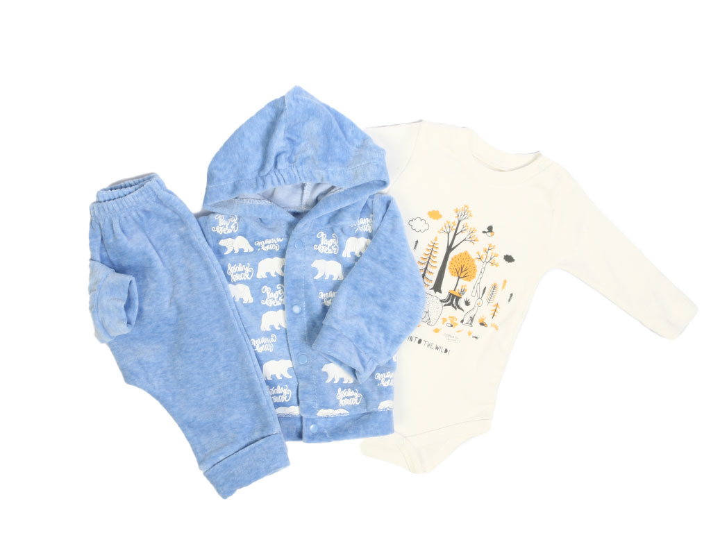 ست سه تکه نوزادی پسرانه مخمل بیبیم BABYIM