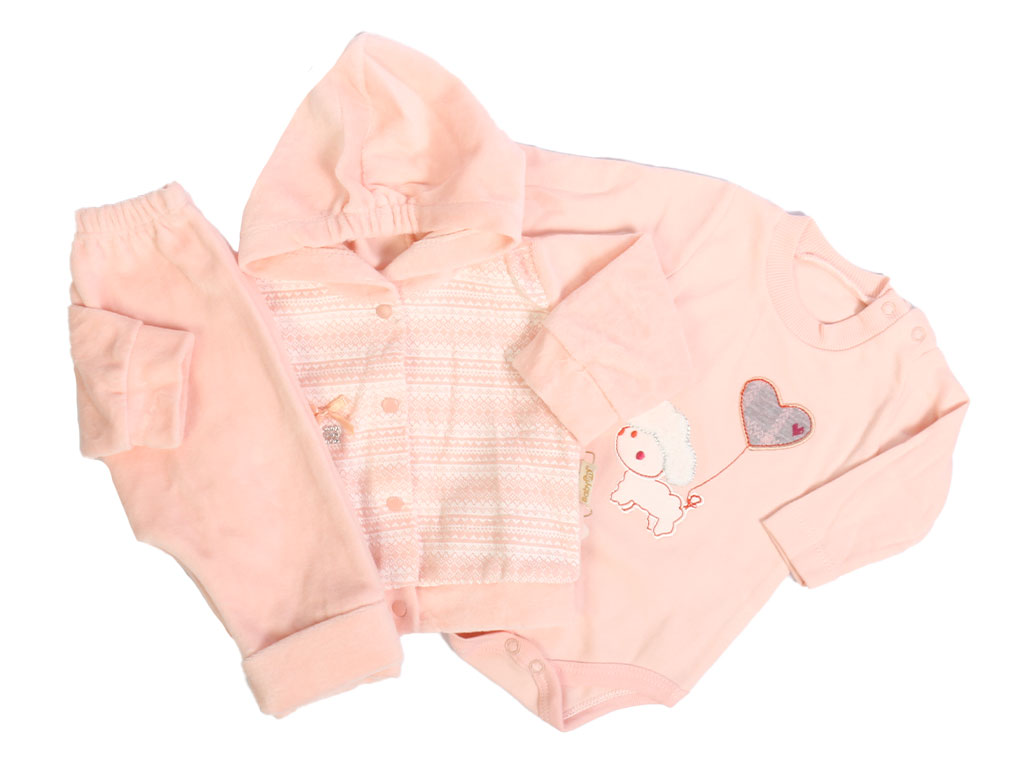 ست سه تکه نوزادی دخترانه مخمل بیبیم BABYIM